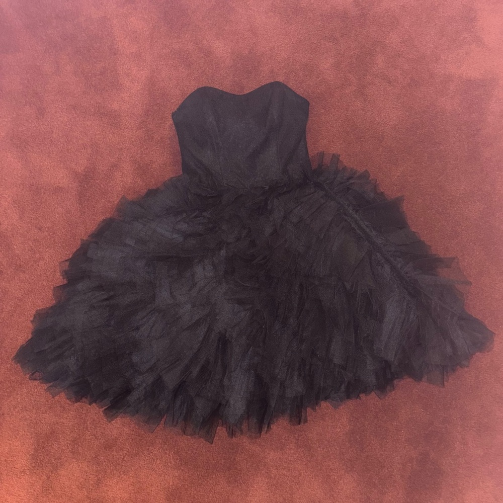 Betsey Johnson Strapless Black Tulle Dress - Picture 2 of 5